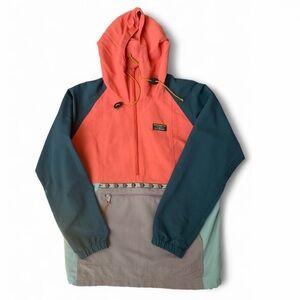 L.L. Bean Coral and Dark Green Colorblock Pullover